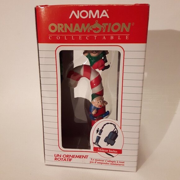 1989 Vintage Noma Ornamotion Candy Cane Elves - Picture 2 of 3